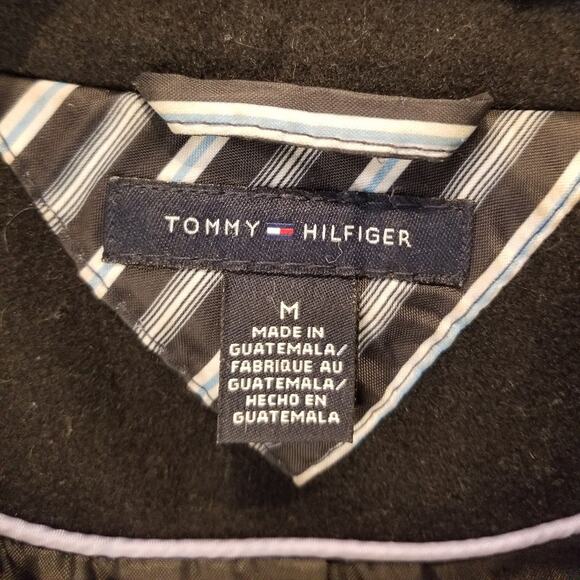 Tommy Hilfiger Black Winter Jacket Coat Wool Blend Parka Zipper Pockets Size M - Picture 5 of 12